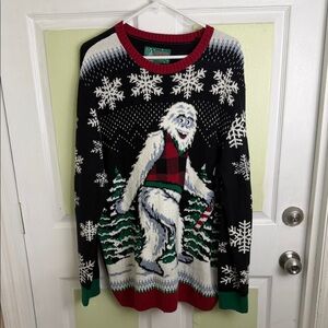 Ugly Christmas Sweater Yeti Crewneck - Black, Red, and Green